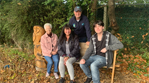 Cllr Margaret Wilkinson, Cllr Julie Aviet, Cllr Ewan Goodjohn and Communications Investment Officer Mark Ellis at Everyone's Garden